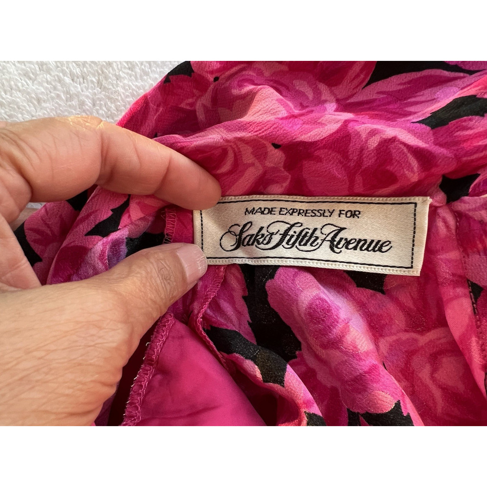 Vtg 80's Dopamine Romantic Bow Peplum Blouse Skirt matching Saks Fifth Ave Sz-6 - Picture 8 of 12